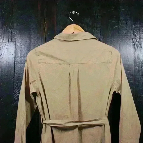 KOTN 100% Egyptian Cotton Khaki Maxi Button Up Collared Shirt Dress Women Size 4 - Picture 11 of 14